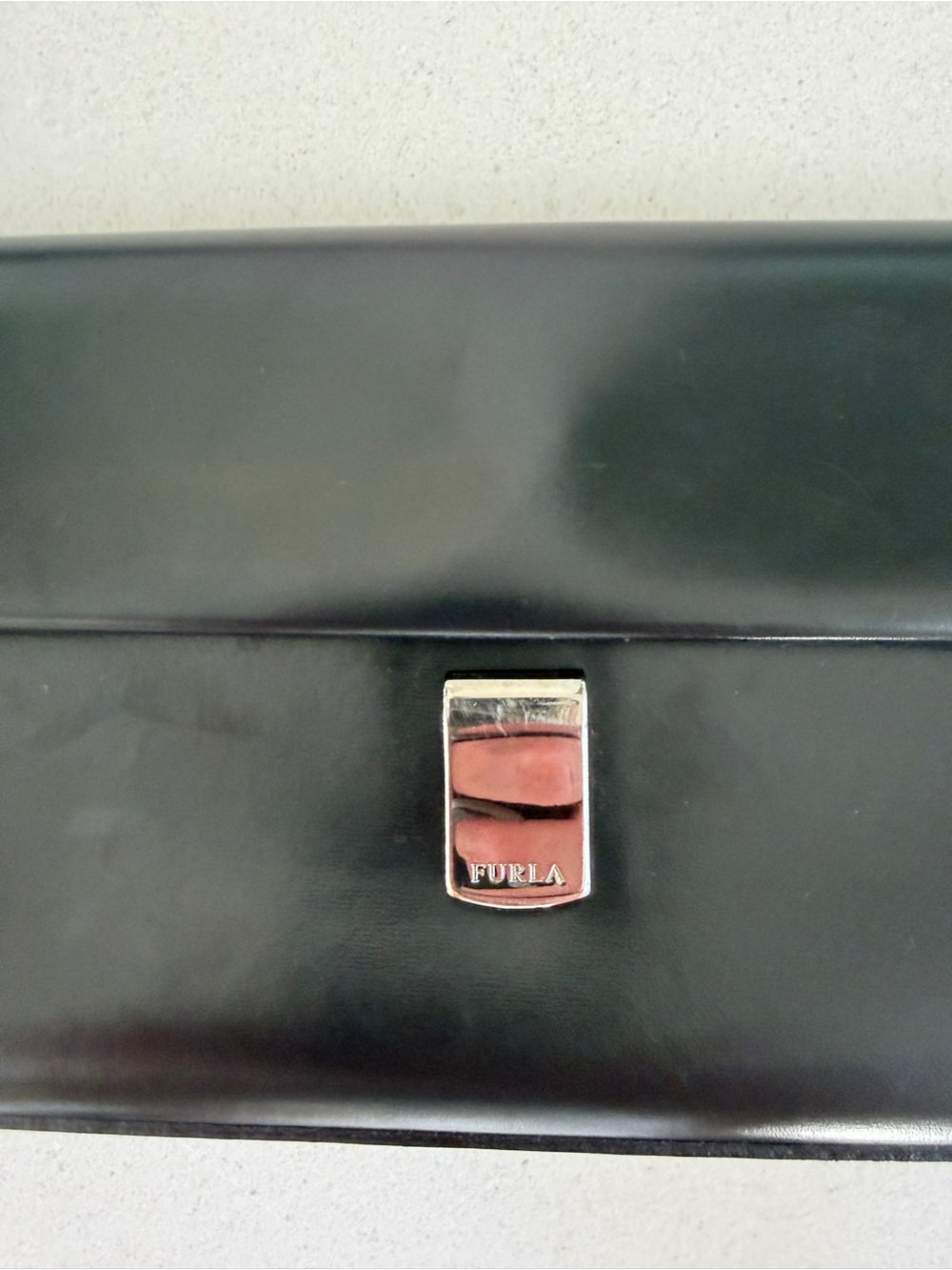Vintage Furla Black Smooth Leather East-West Shoulder Bag Made in Italy - Picture 3 of 6